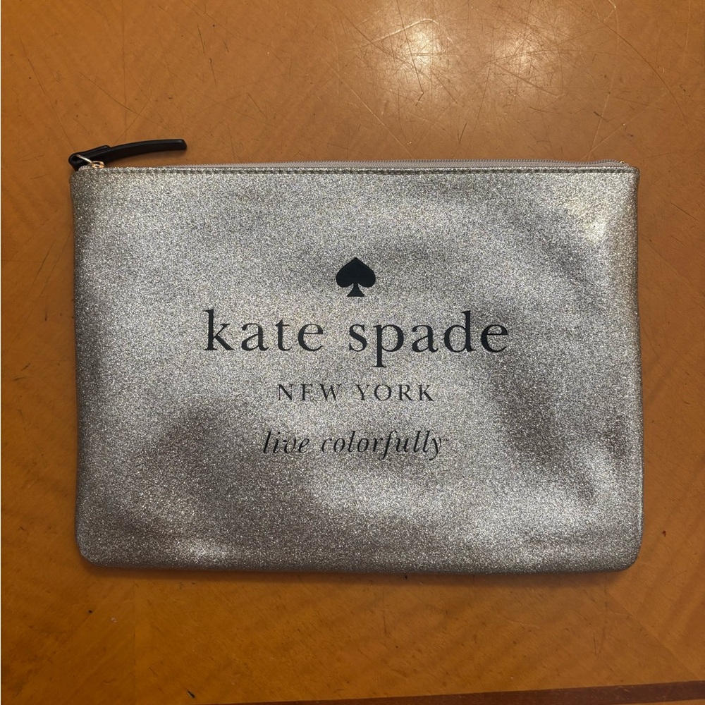 Kate Spade Glittering Silver Cosmetic Case